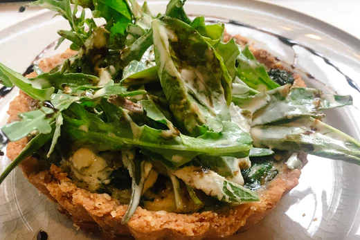 Wilted Kale, Spinach & Chilli Goat Cheese Tart
